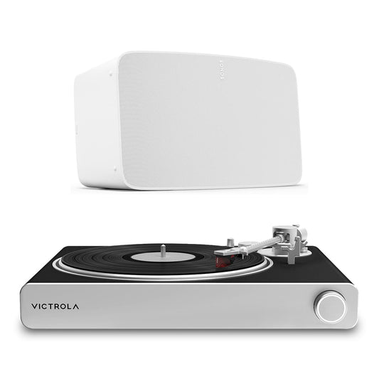 Victrola Stream Carbon Turntable with Sonos Five Wireless Speaker for Streaming Music (White)