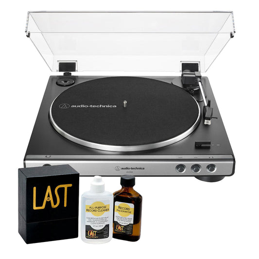 Audio-Technica AT-LP60X-GM Fully Automatic Belt-Drive Stereo Turntable (Gunmetal/Black) with Heritage Record Preservative & Cleaning Kit