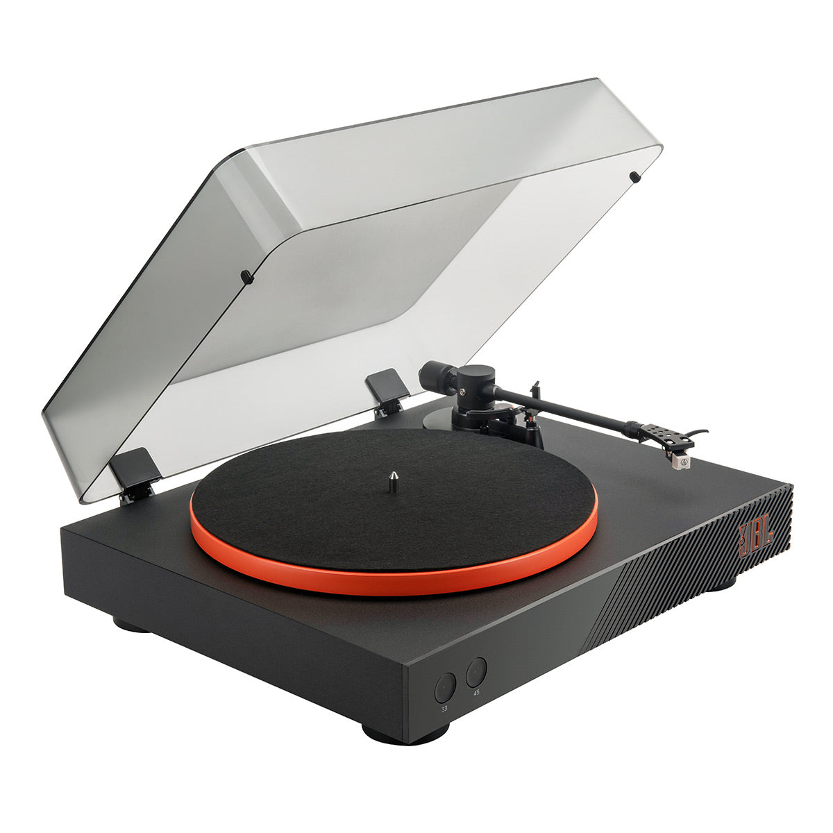 JBL Spinner BT Semi-Automatic Belt-Drive Turntable with Bluetooth 5.3 and Installed Audio Technica Cartridge (Black & Orange)