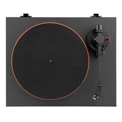 JBL Spinner BT Semi-Automatic Bluetooth Turntable (Black/Orange) with Charge 5 Portable Bluetooth Speaker (Black)