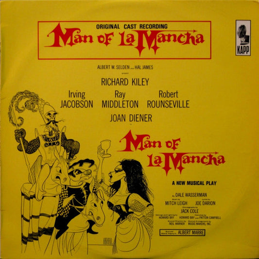 "Man Of La Mancha" Original Broadway Cast, Richard Kiley, Joan Diener, Irving Jacobson, Robert Rounseville, Ray Middleton – Man Of La Mancha (VG+/VG+)