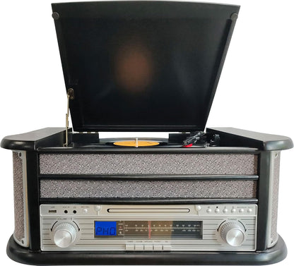 8-IN-1 HIFI STEREO SYSTEM WITH VINYL RECORD AND CD PLAYER