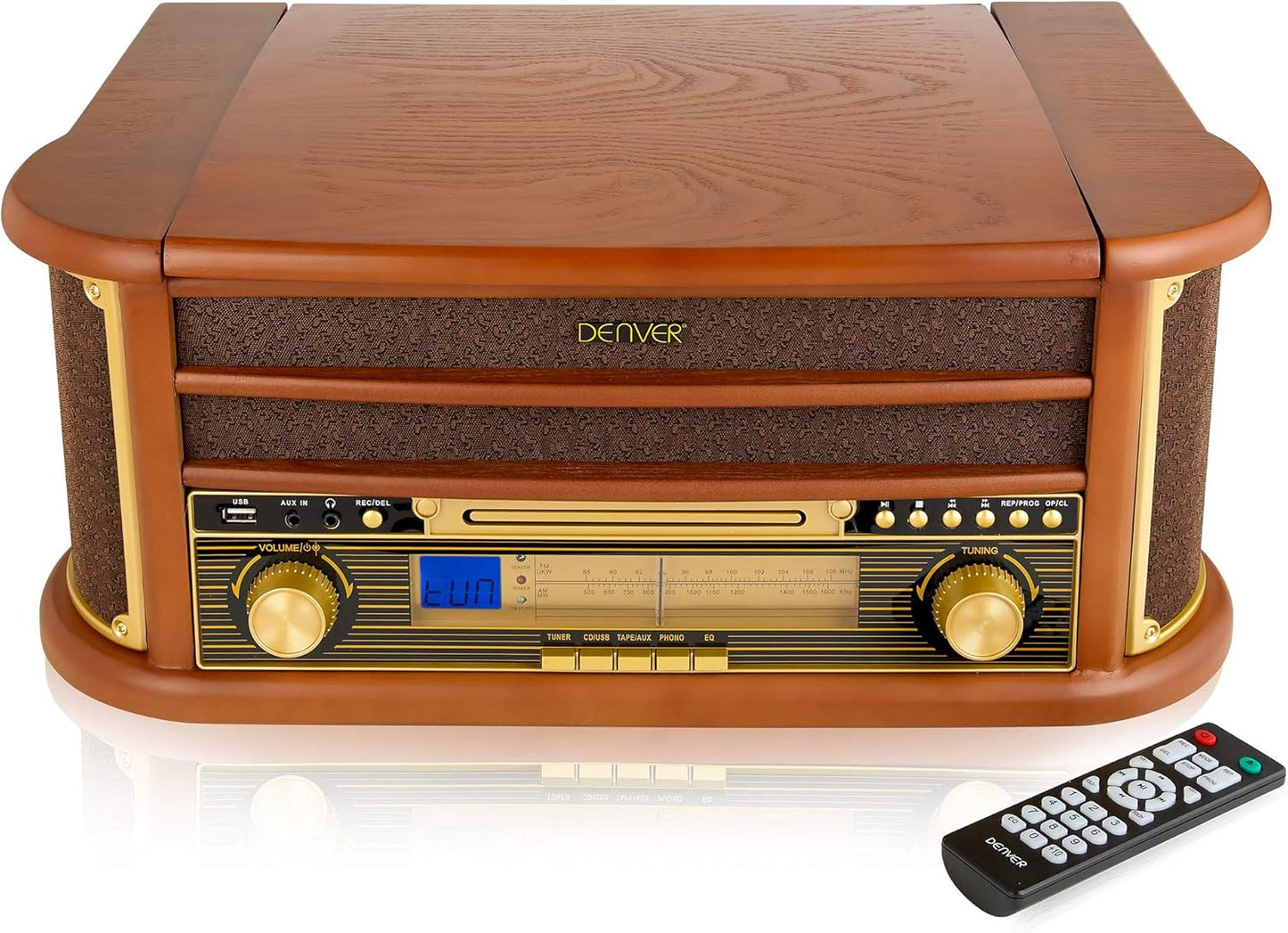 8-IN-1 HIFI STEREO SYSTEM WITH VINYL RECORD AND CD PLAYER