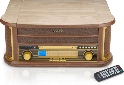 8-IN-1 HIFI STEREO SYSTEM WITH VINYL RECORD AND CD PLAYER