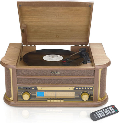 8-IN-1 HIFI STEREO SYSTEM WITH VINYL RECORD AND CD PLAYER