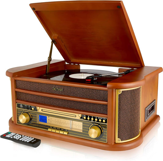 8-IN-1 HIFI STEREO SYSTEM WITH VINYL RECORD AND CD PLAYER