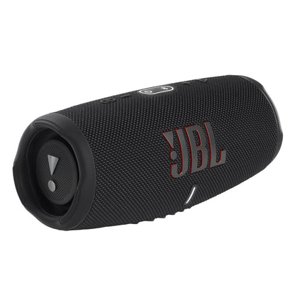 JBL Spinner BT Semi-Automatic Bluetooth Turntable (Black/Orange) with Charge 5 Portable Bluetooth Speaker (Black)